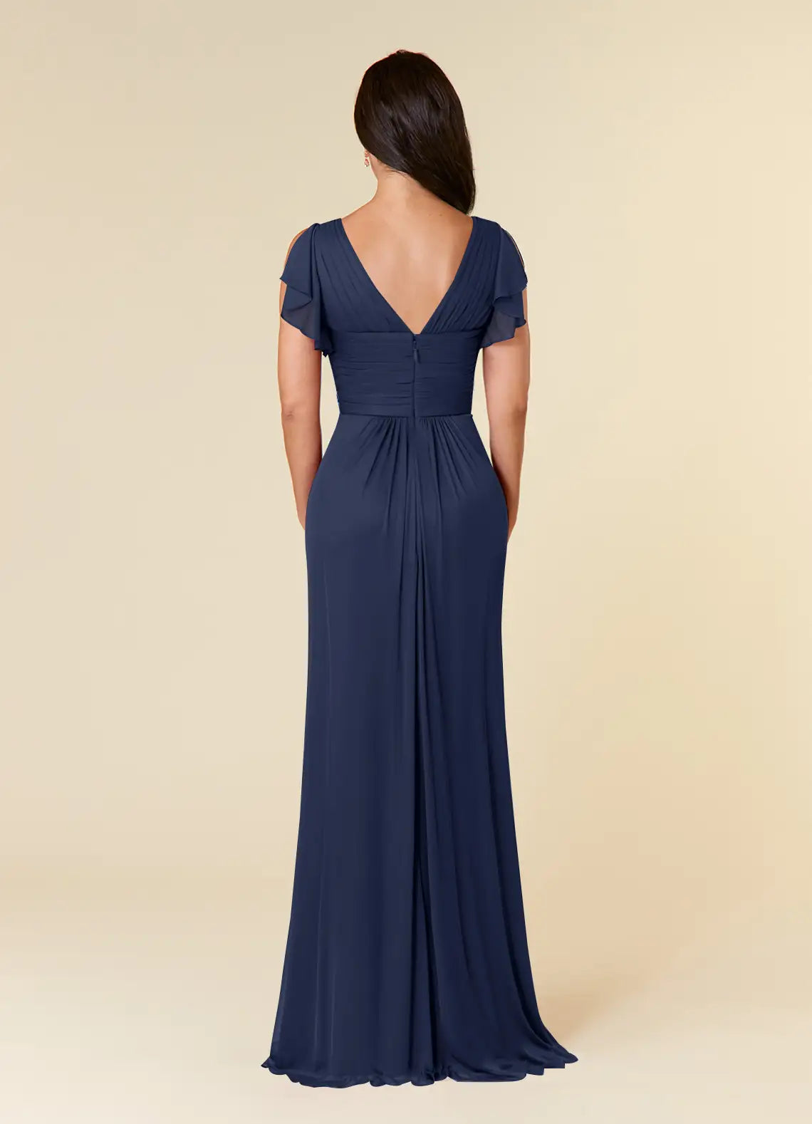Wholesa A-Line V-Neck Pleated Dark Navy formal dresses evening dress Mother of the Bride Dresses