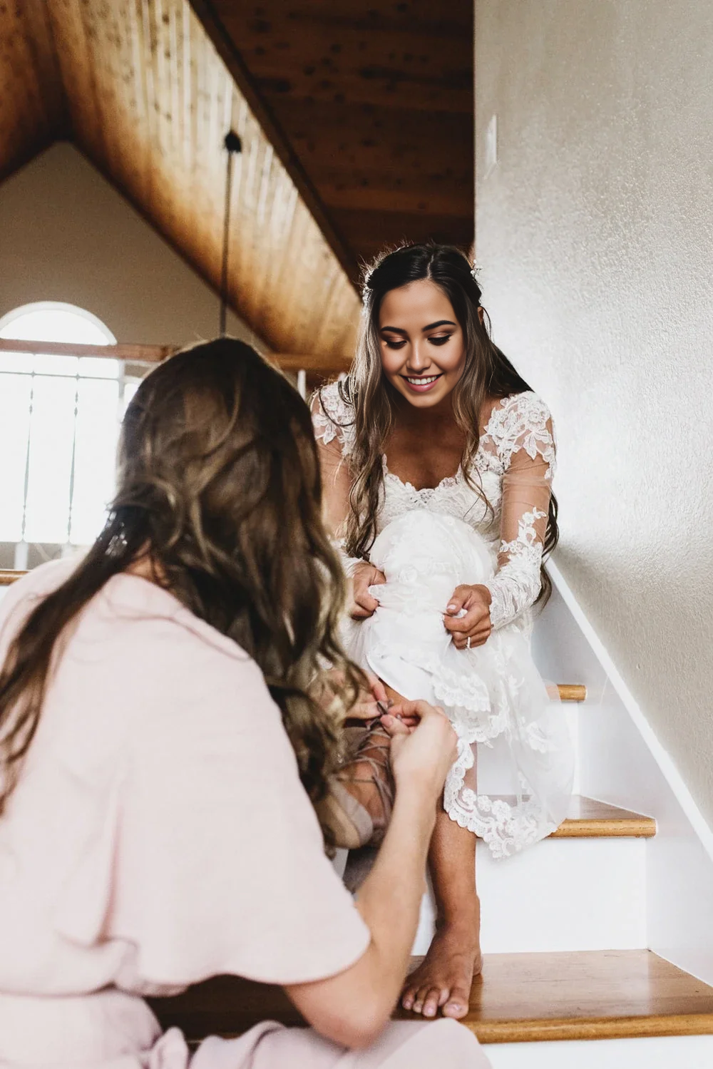 Wholesa Bohemian Lace Deep-V Back Cathedral Train Wedding Dress