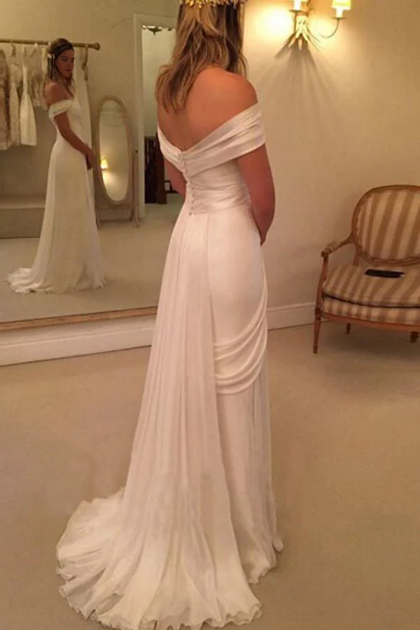 Wholesa A-line Off The Sleeves High Quality Strapless Long Wedding Dresses