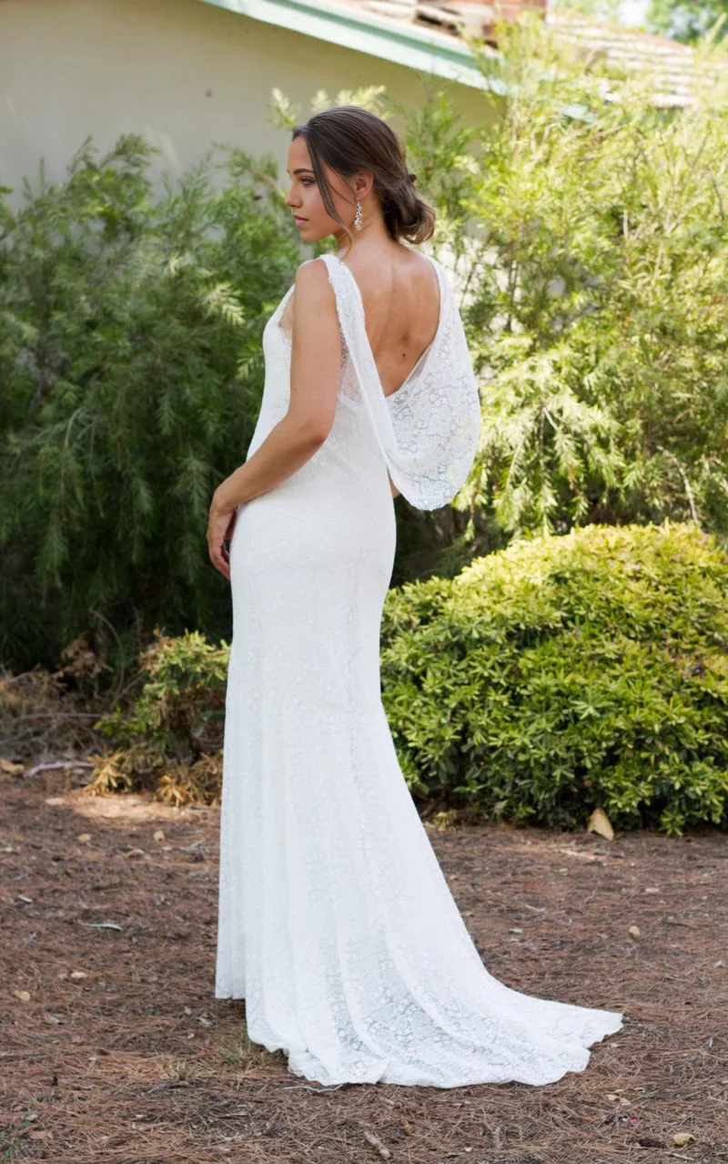 Wholesa Mermaid Lace Wedding Low Back Wedding Backless Wedding Boho Wedding Dress