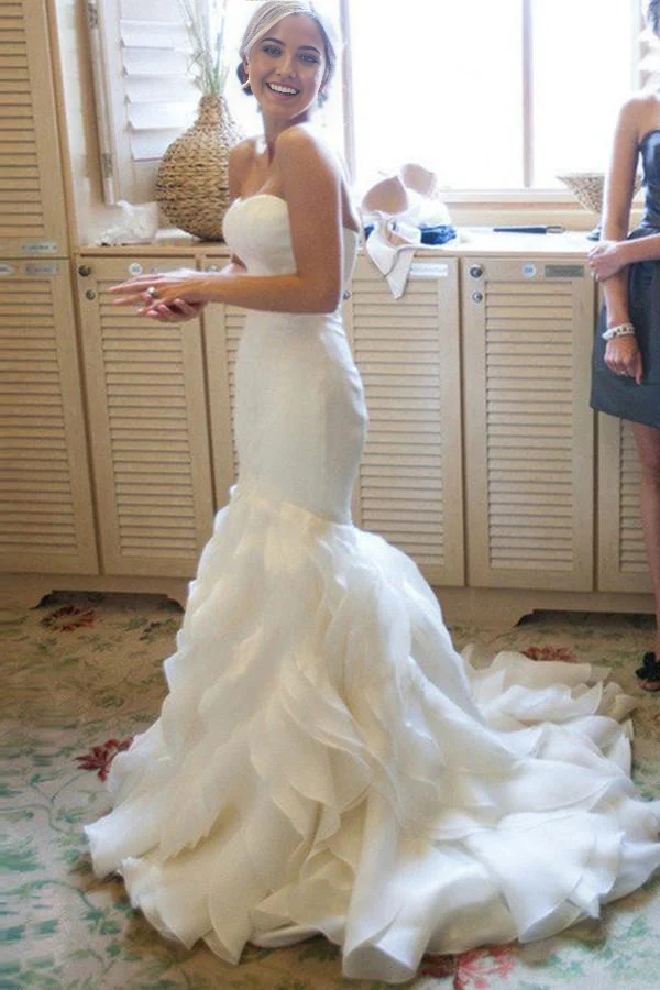 Wholesa Mermaid Sweetheart Organza Court Train Wedding Dresses