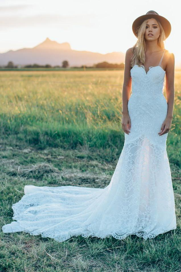 Wholesa Mermaid Gorgeous Lace Ivory Sweetheart Rustic Wedding Dresses