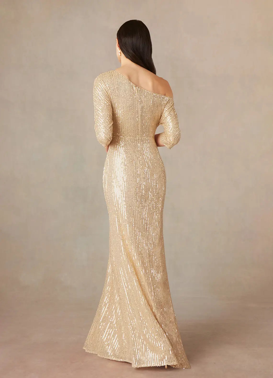 Wholesa A-Line Asymmetrical Neckline Sequins Champagne formal dresses evening dress Mother of the Bride Dresses