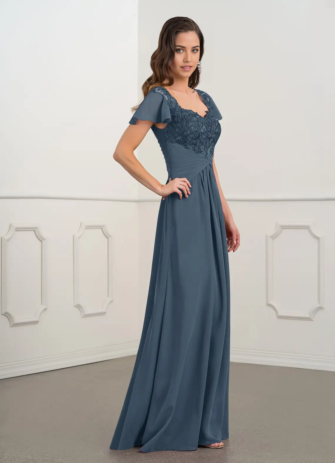 Wholesa A-Line Appliques Lace Chiffon Dress formal dresses evening dress Mother of the Bride Dresses