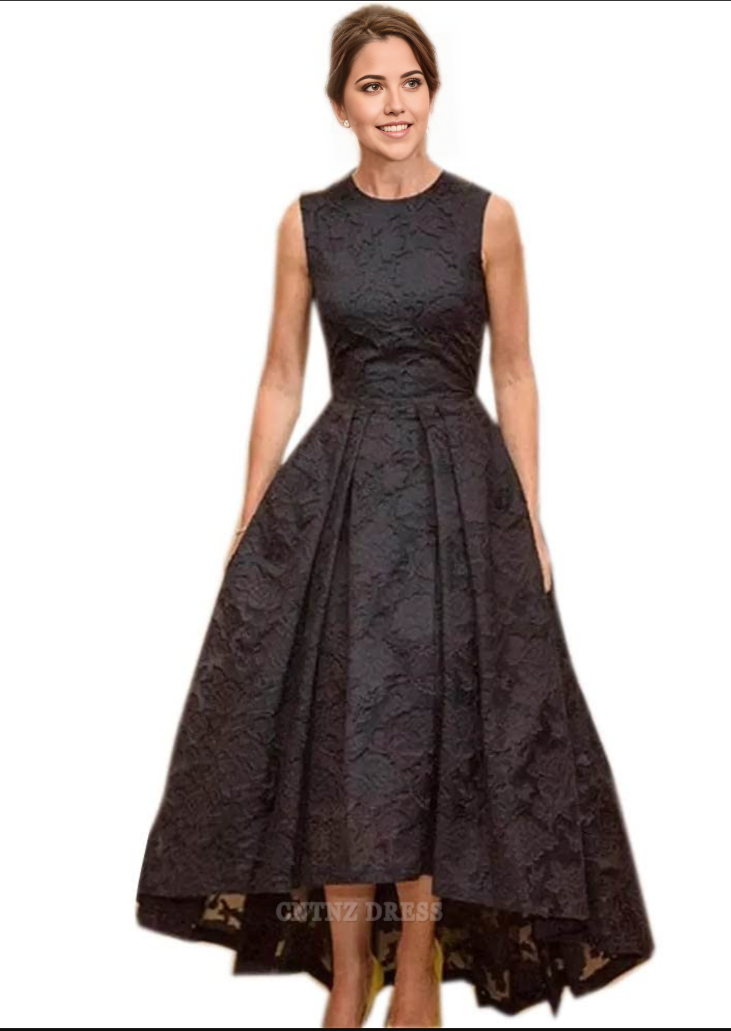 Wholesa A Line Elegant Jewel Neck Sleeveless Lace High Low formal dresses evening gown Prom Dress Mother of Bride Dress