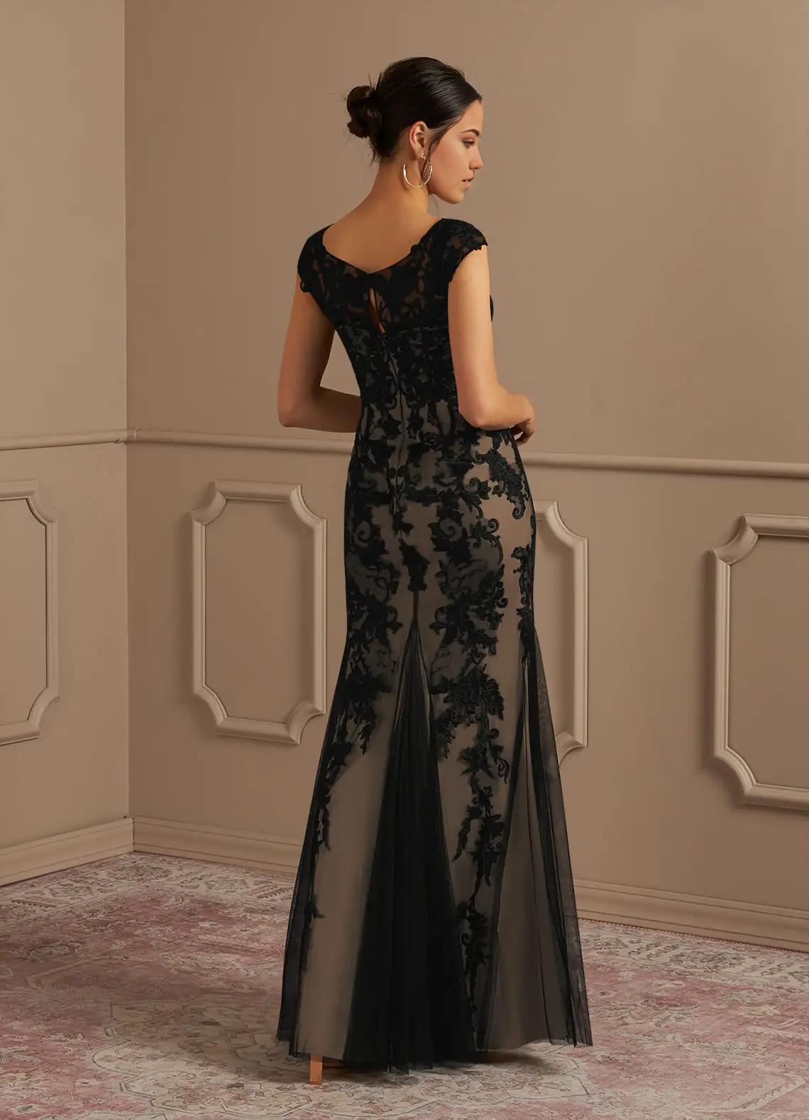 Wholesa Mermaid Lace Tulle Dress Black Champagne formal dresses evening dress Mother of the Bride Dresses