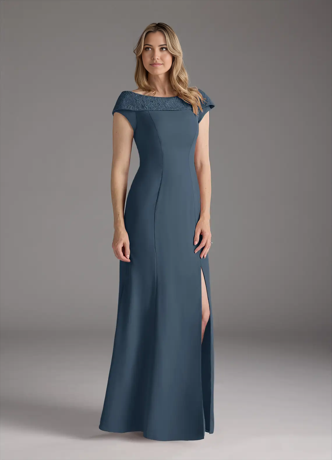 Wholesa A-Line Boatneck Lace Chiffon formal dresses evening dress Mother of the Bride Dresses