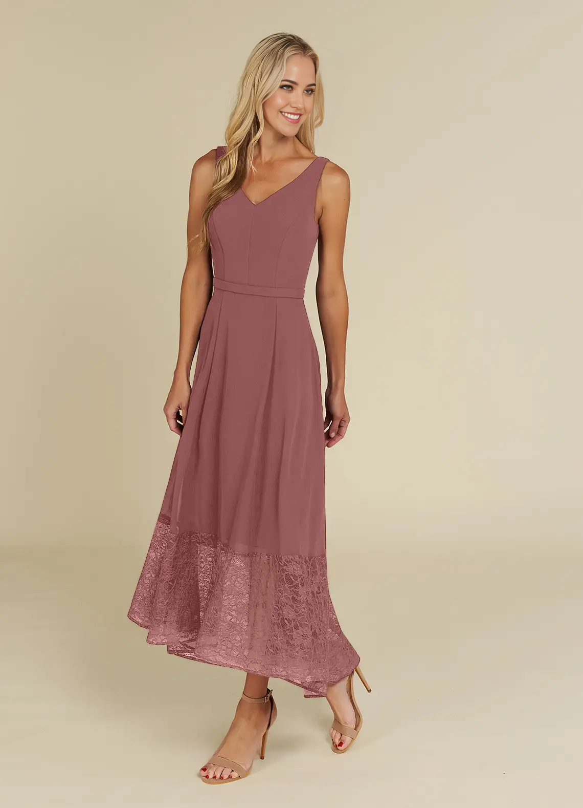 Wholesa A-Line V-Neck Lace Chiffon Desert Rose formal dresses evening dress Mother of the Bride Dresses