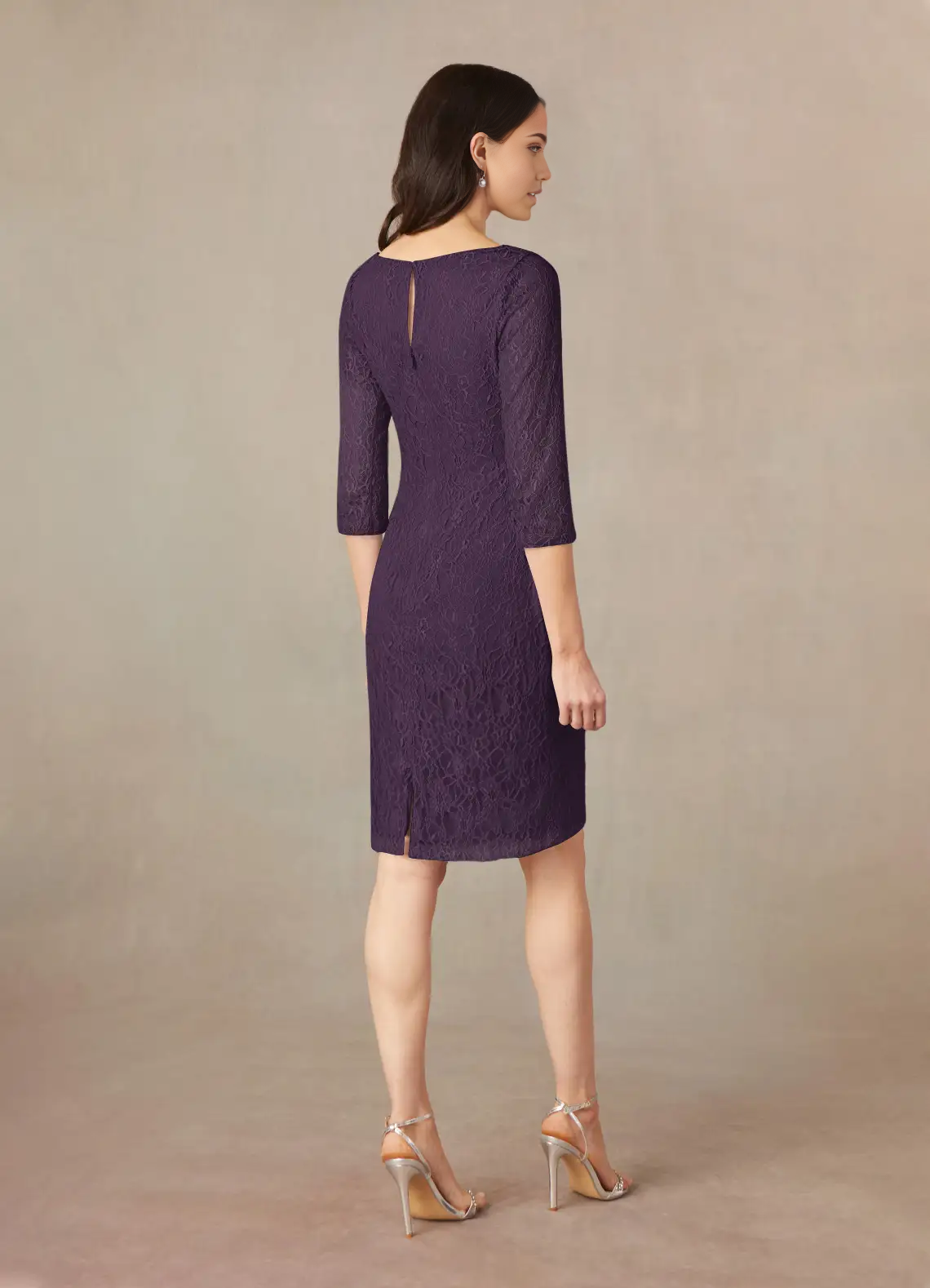 Wholesa Sheath Tea Length Lace Plum formal dresses Mother of the Bride Dresses