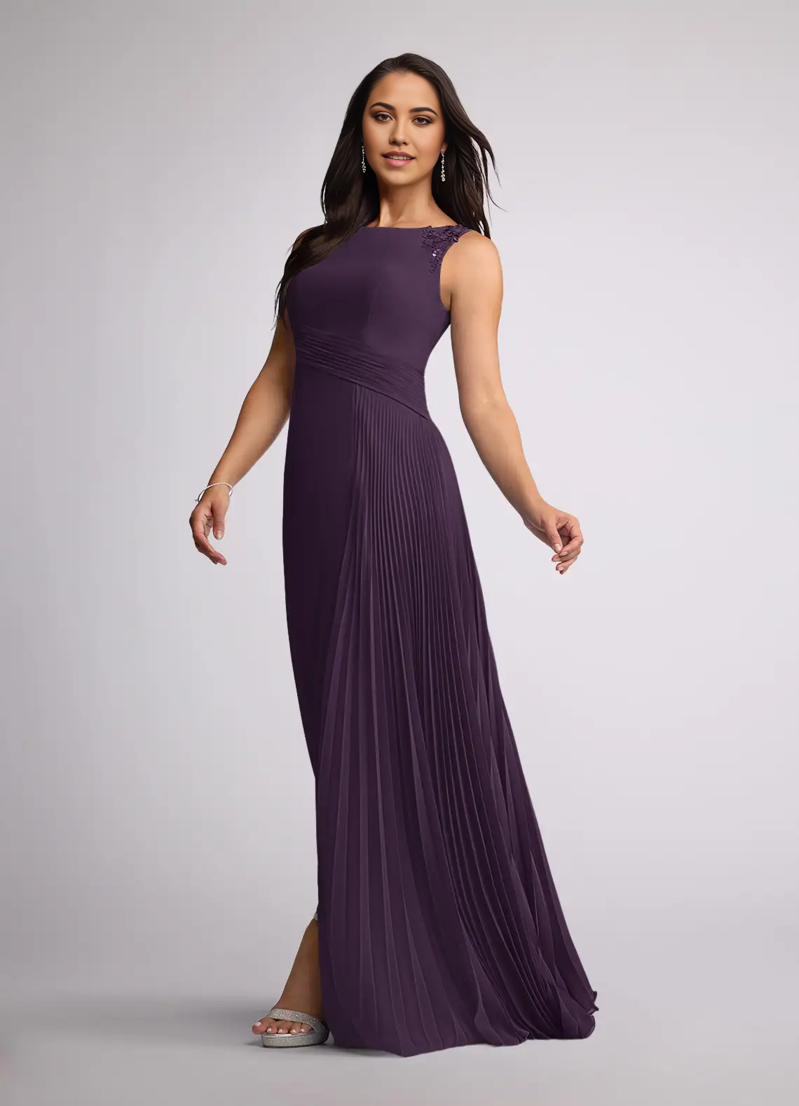 Wholesa A-Line Sequins Chiffon Plum formal dresses evening dress Mother of the Bride Dresses