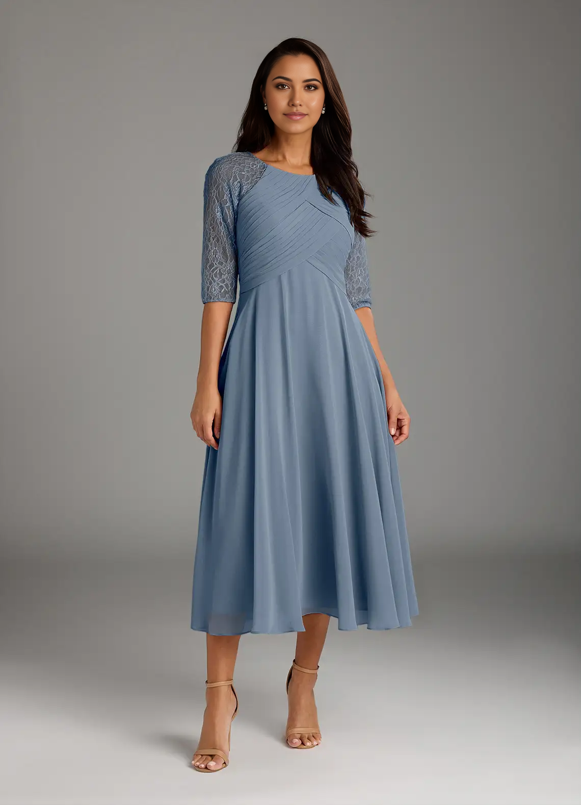 Wholesa A-Line Scoop lace Chiffon formal dresses evening dress Mother of the Bride Dresses