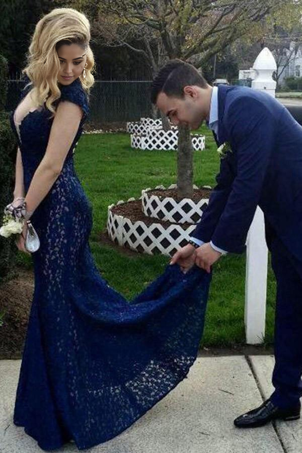 Wholesa Mermaid Lace V-Neck formal dresses Prom Dress Backless Evening Dress