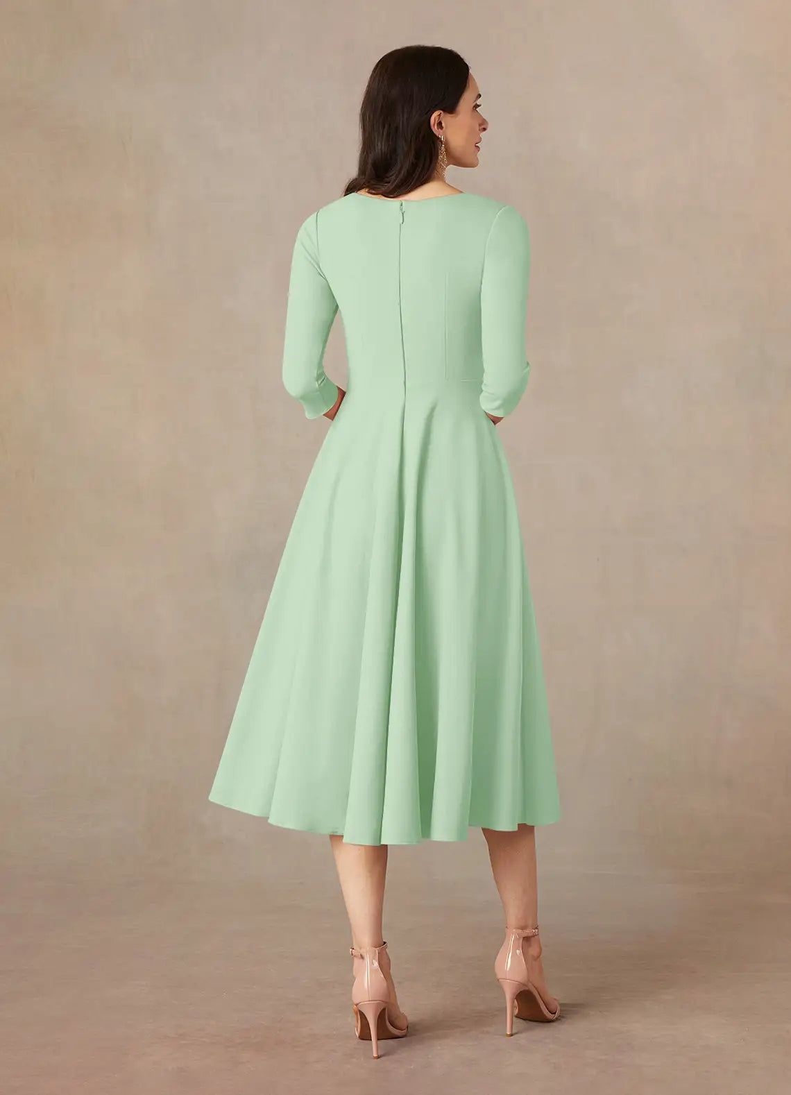 Wholesa A-Line V-Neck Tea Length formal dresses evening dress Mother of the Bride Dresses