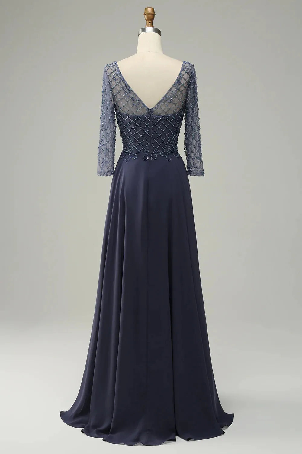 Wholesa A-line Beading Long Sleeves Mother of Bride Dress