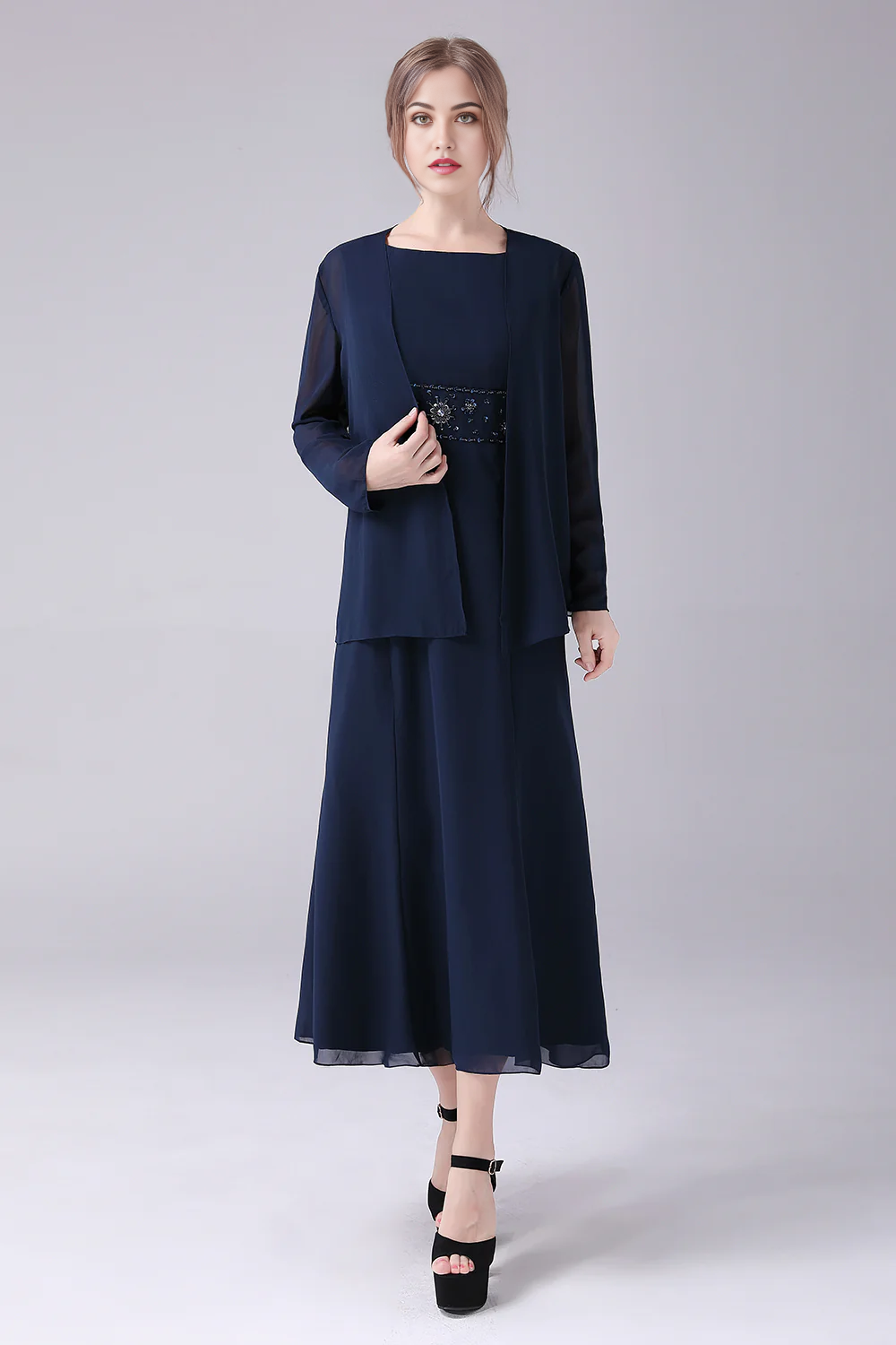 Wholesa A-line Two Pieces Boat Neck Mother of the Bride Dress