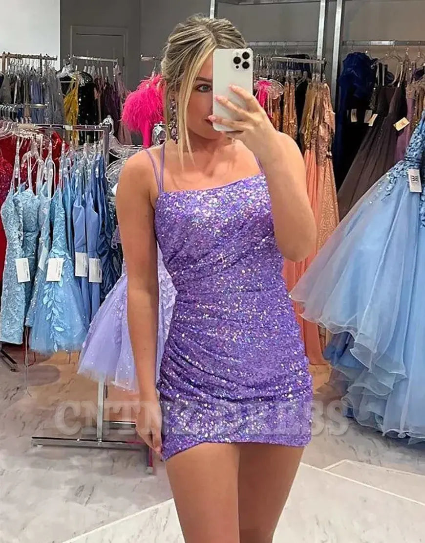 Wholesa Spaghetti Straps Glitter Sequin formal dresses Bridesmaid Dresses evening gown Prom Dress Homecoming Dress With Pleating