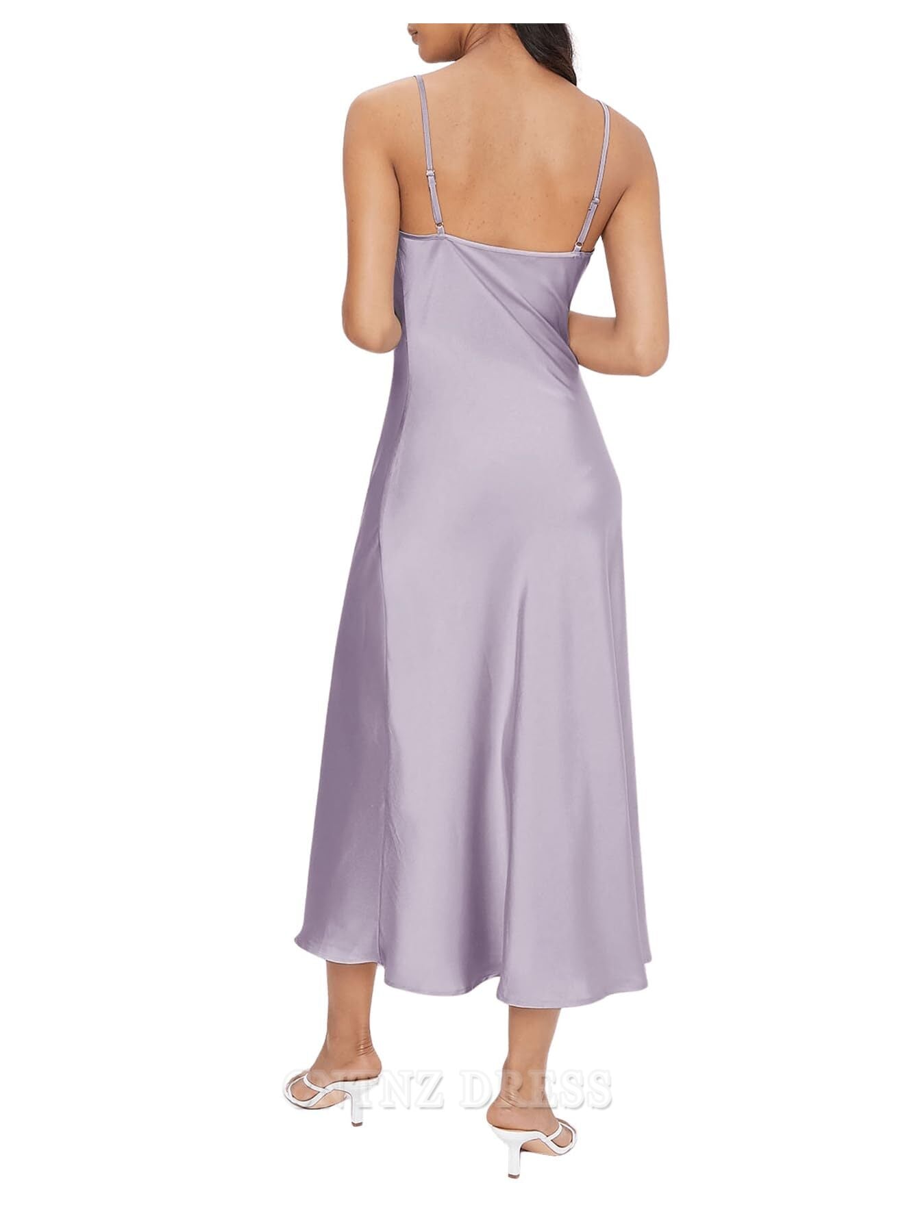 Wholesa Sheath Spaghetti Strap Cowl Neck Long Slip Satin formal dresses Bridesmaid Dresses evening gown Prom Dress