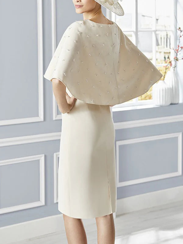 Wholesa Sheath Scoop Neck Half Sleeves Knee-Length Mother Of The Bride Dresses