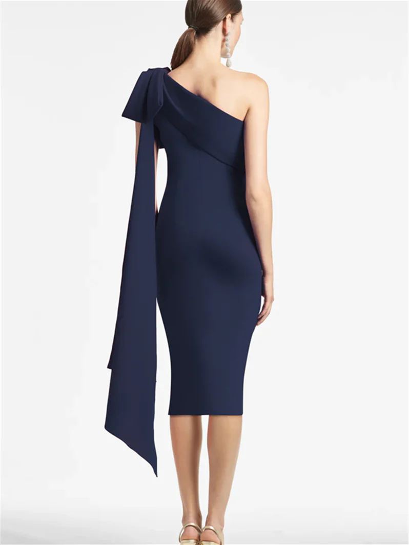 Wholesa Sheath One Shoulder Tea Length Mother of the Bride Dresses