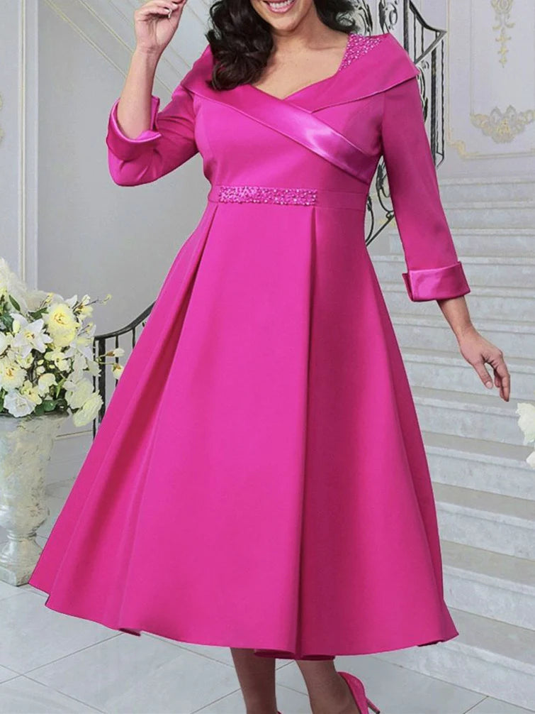 Wholesa  Plus Size A-Line V-Neck Mother of the Bride Dresses