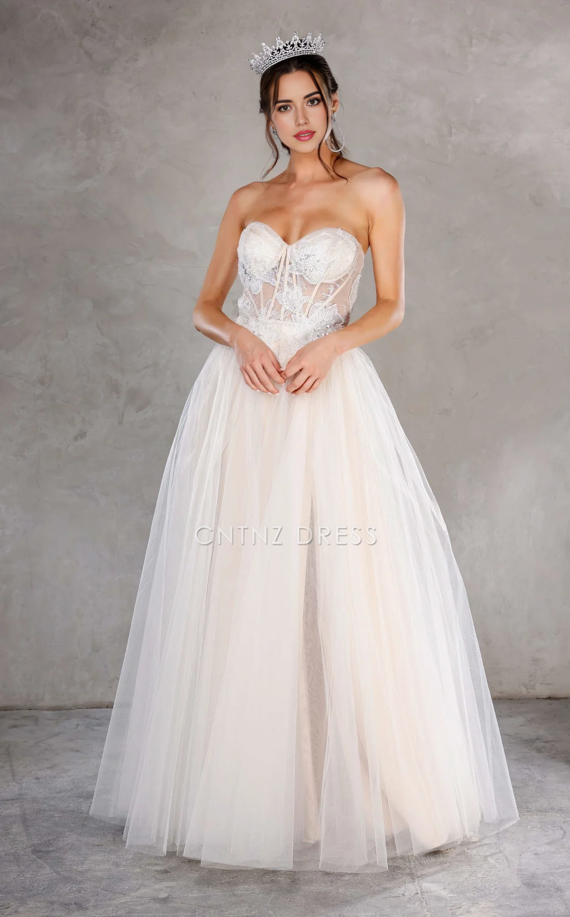 CNTNZ DRESS Gorgeous A-Line Strapless Sweetheart Neckline Corset Lace Applique Fashion Hot Sale Wedding Dress
