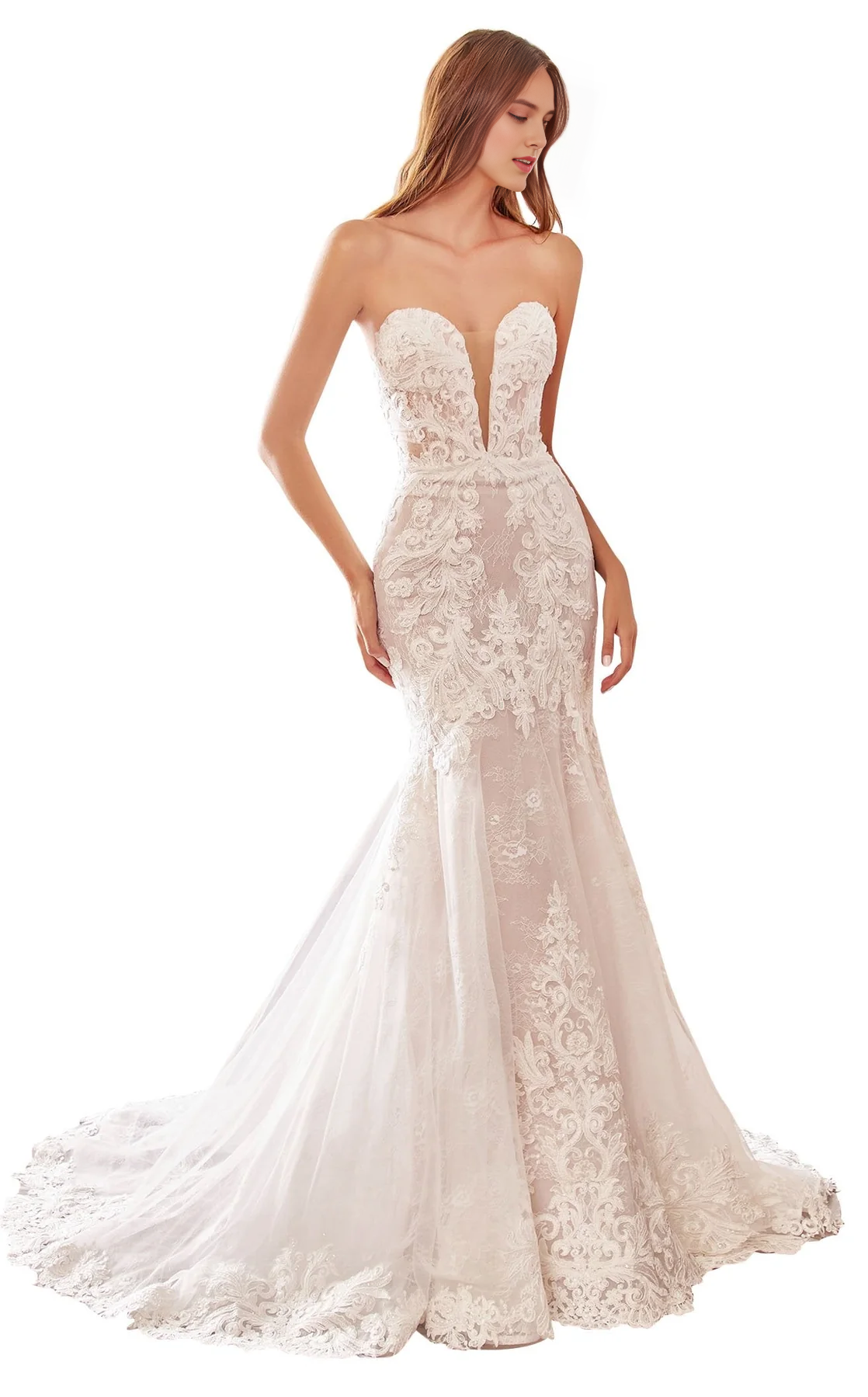 CNTNZ DRESS Gorgeous Mermaid Strapless Sweetheart Luxurious Lace Hot Sale Wedding Dress