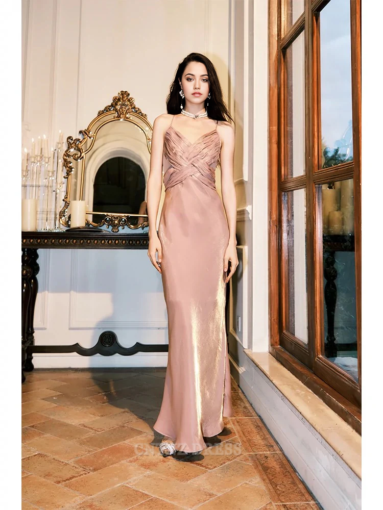Wholesa Sheath Spaghetti Straps Sleeveless Long formal dresses Bridesmaid Dresses evening gown Prom Dress