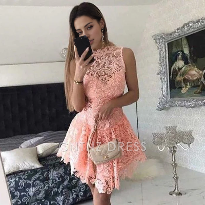 CNTNZ DRESS Hot Sale Short Prom Dress A-Line Sleeveless Lace Cocktail Dress Retro Sexy Homecoming Dress