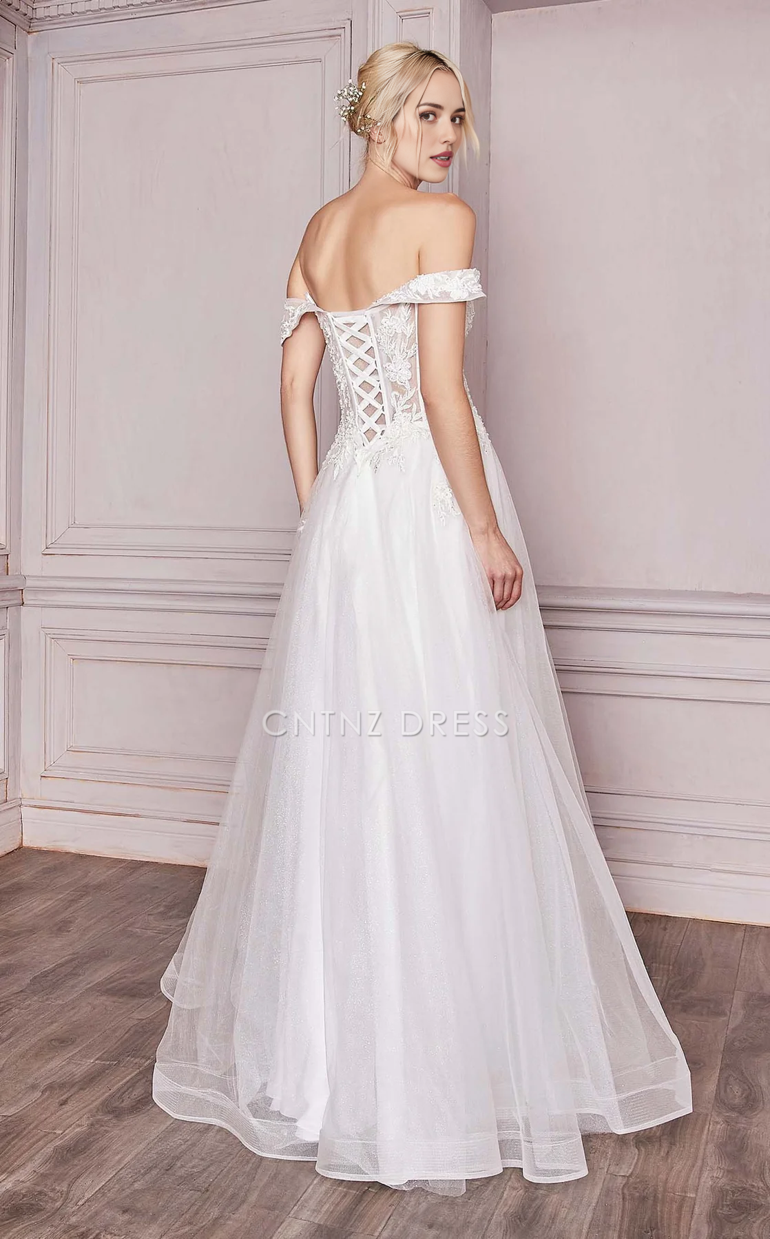 CNTNZ DRESS Elegant A-Line Sweetheart Neckline Off-Shoulder Backless Lace Applique Fashionl Hot Sale Wedding Dress
