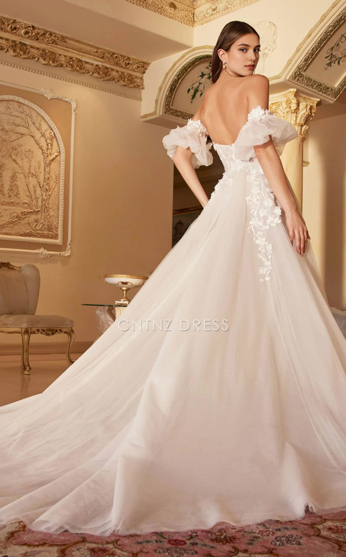 CNTNZ DRESS Beautiful A Line Strapless Sweetheart Removable Sleeves Backless Elegant Hot Sale Wedding Dress