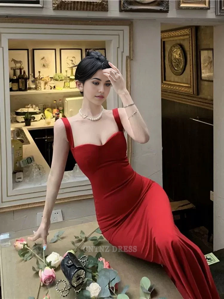 Wholesa Mermaid Sweetheart Straps Black Satin Long formal dresses Bridesmaid Dresses evening gown Prom Dress