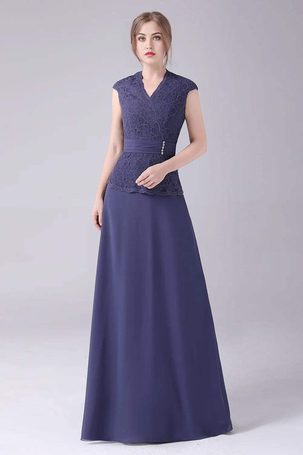 Wholesa A-line V-neck Floor Length Mother of the Bride Dress