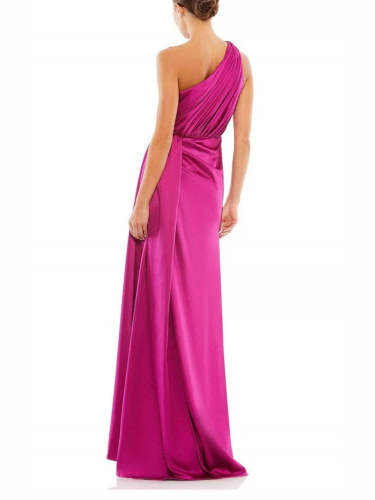 Wholesa A-Line One Shoulder Floor Length Evening Dress