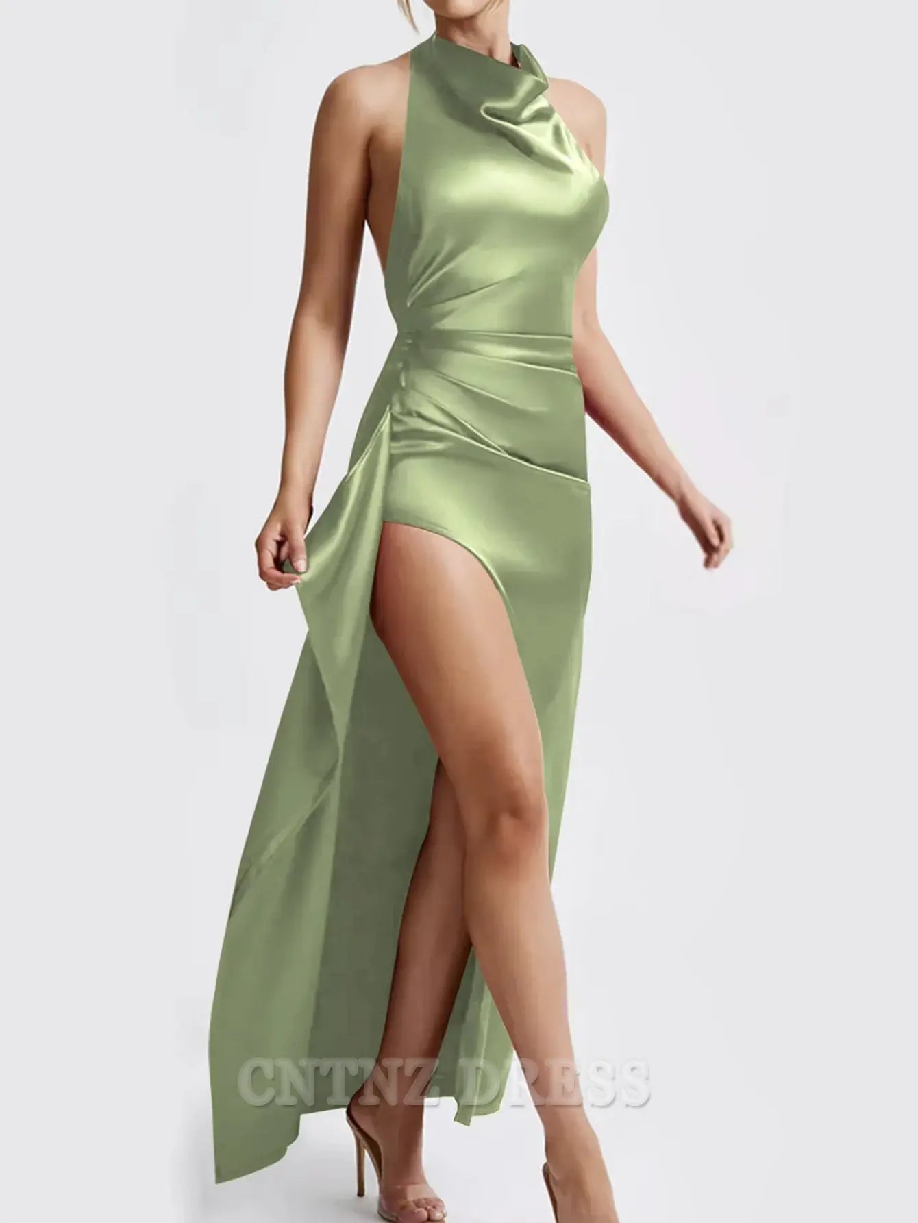 Wholesa Elegant Halter Lace Up Backless Dress High Waist formal dresses Bridesmaid Dresses evening gown Prom Dress