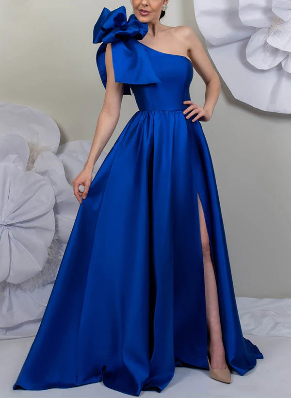 Wholesa A-Line One-Shoulder Sleeveless Satin Mother Of The Bride Dresses