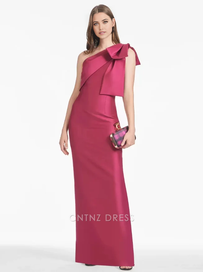 Wholesa Sheath Sleeveless Floor-Length Bows Guest Dresses Mother of the Bride Dresse