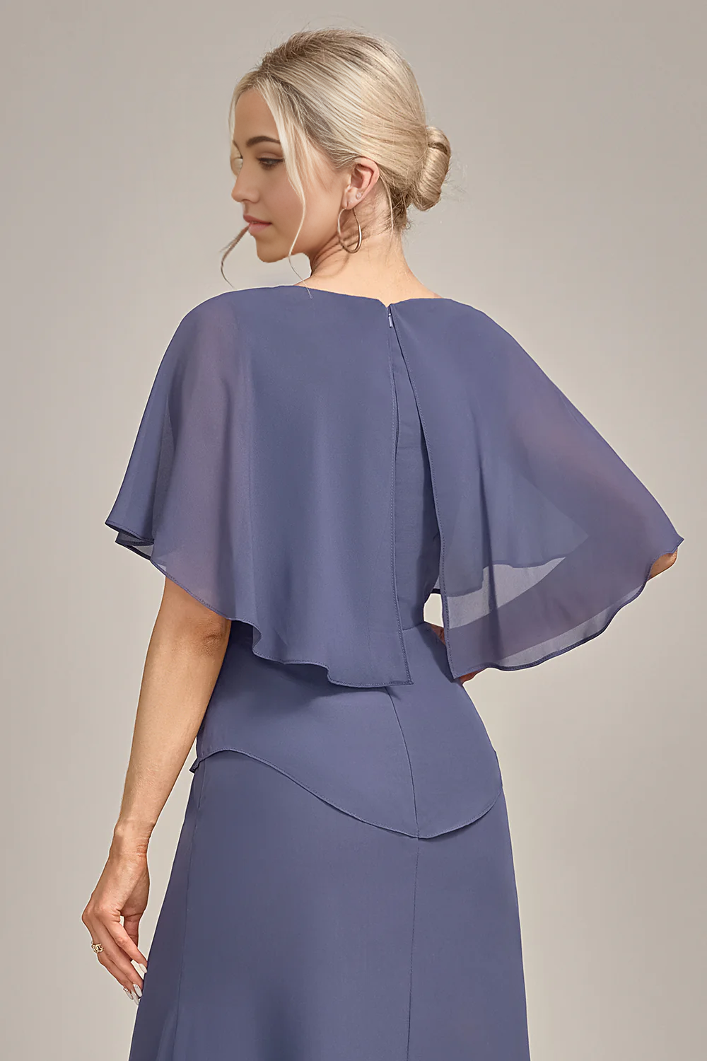 Wholesa Sheath Scoop Tea-Length Chiffon Mother of the Bride Dress