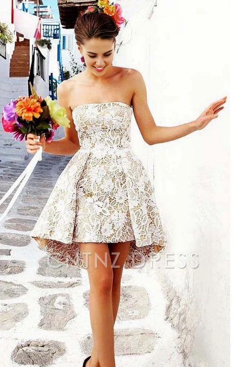 CNTNZ DRESS Hot Sale Short Prom Dress A-line Strapless Lace Sexy Junior Dresses Sexy Homecoming Dress