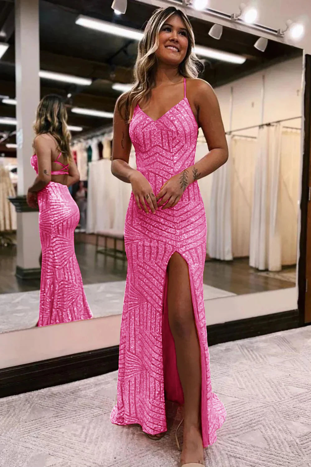 Wholesa Sparkly Sequin Long Prom Dresses