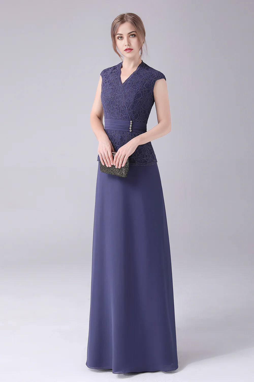 Wholesa A-line V-neck Floor Length Mother of the Bride Dress