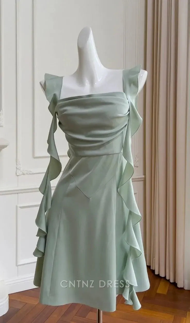 Wholesa A Line Simple Satin Homecoming Dress Mini formal dresses Bridesmaid Dresses evening gown Prom Dress