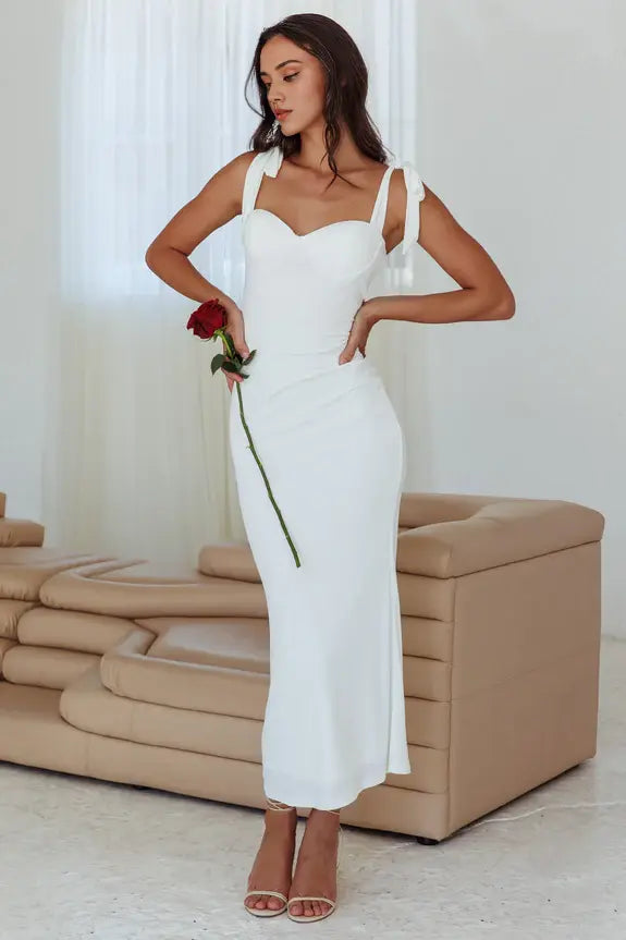 Elegant Mermaid Sweetheart Neckline Tied Shoulder Sleeveless Backless Affordable Long Wedding Guest Dress Hot Sale Prom Dress