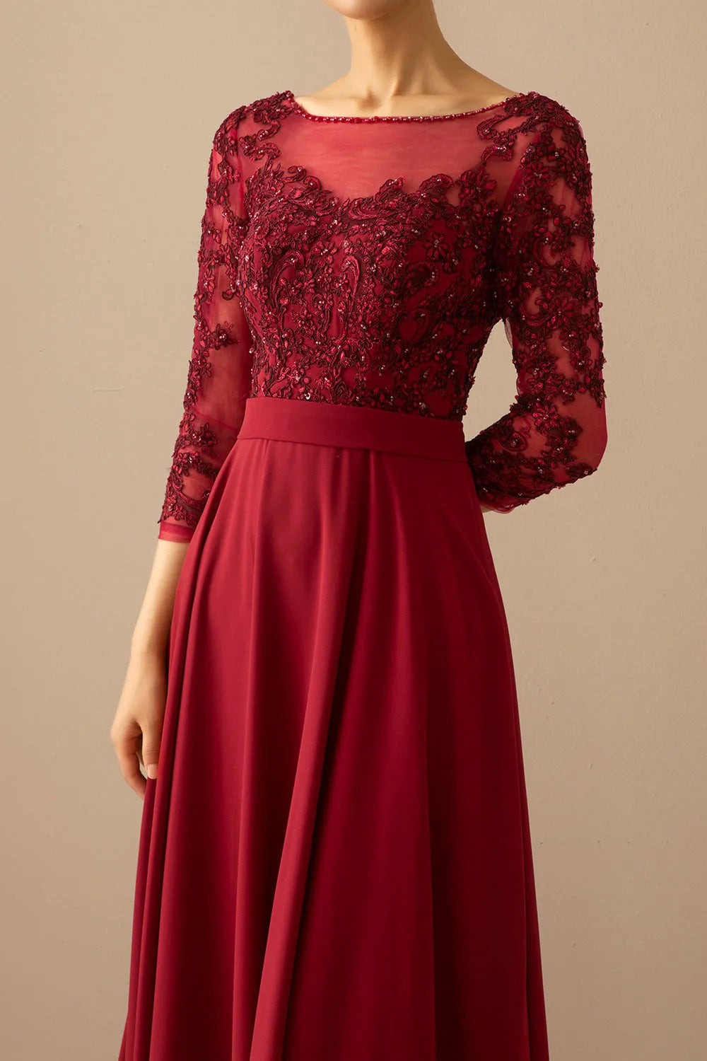 Wholesa A-line Illusion Sleeves Mother of the Bride Dress