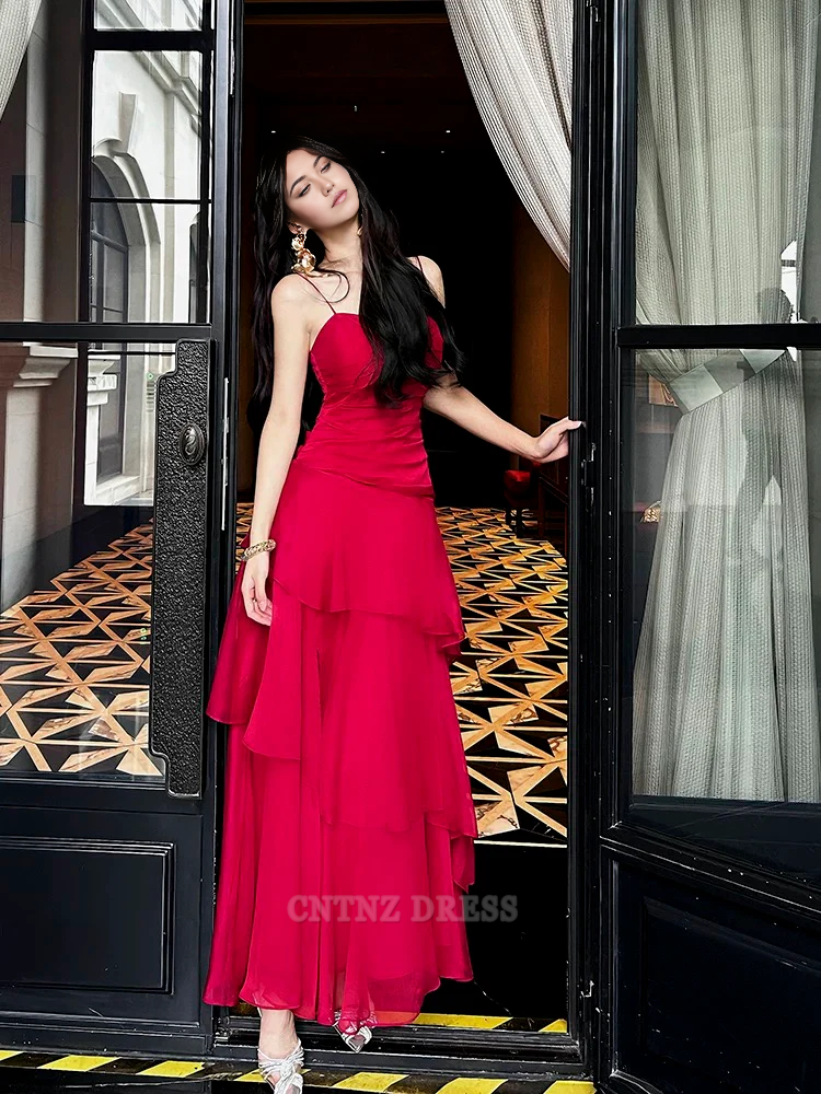 Wholesa Sheath Spaghetti Straps Red Long formal dresses Bridesmaid Dresses evening gown Prom Dress