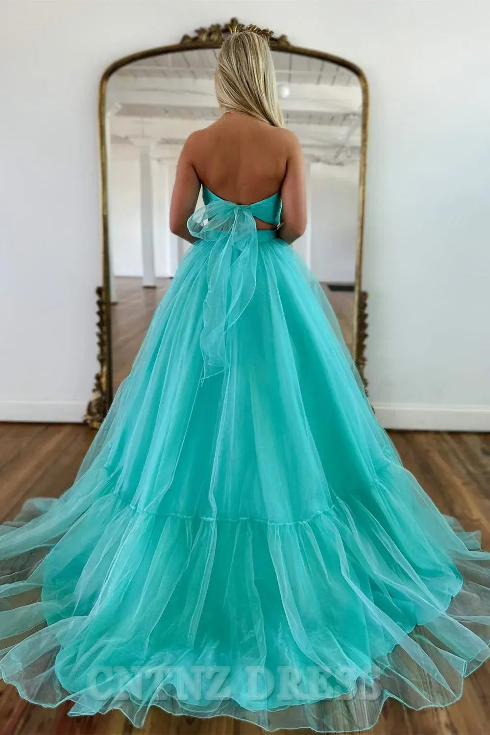 Wholesa A-Line Sweetheart Long Tulle formal dresses evening gown Prom Dress With Detachable Sleeves