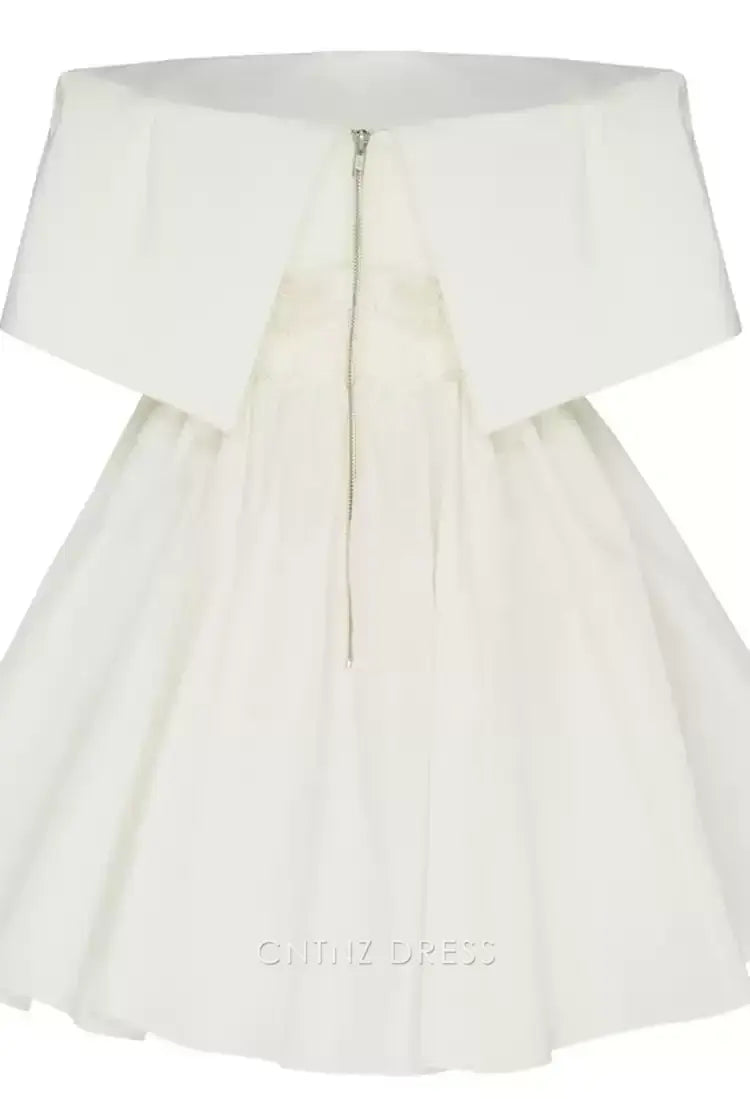 Wholesa A-line Off the Shoulder White Homecoming Dresses formal dresses Bridesmaid Dresses evening gown Prom Dress