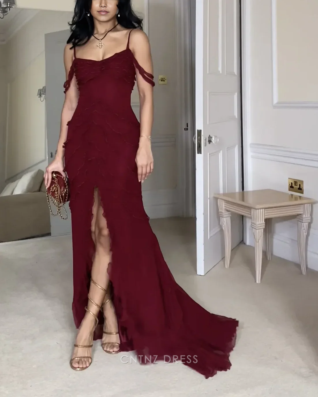 Wholesa Mermiad Spaghetti Straps Chiffon Sexy Long formal dresses Bridesmaid Dresses evening gown Prom Dress