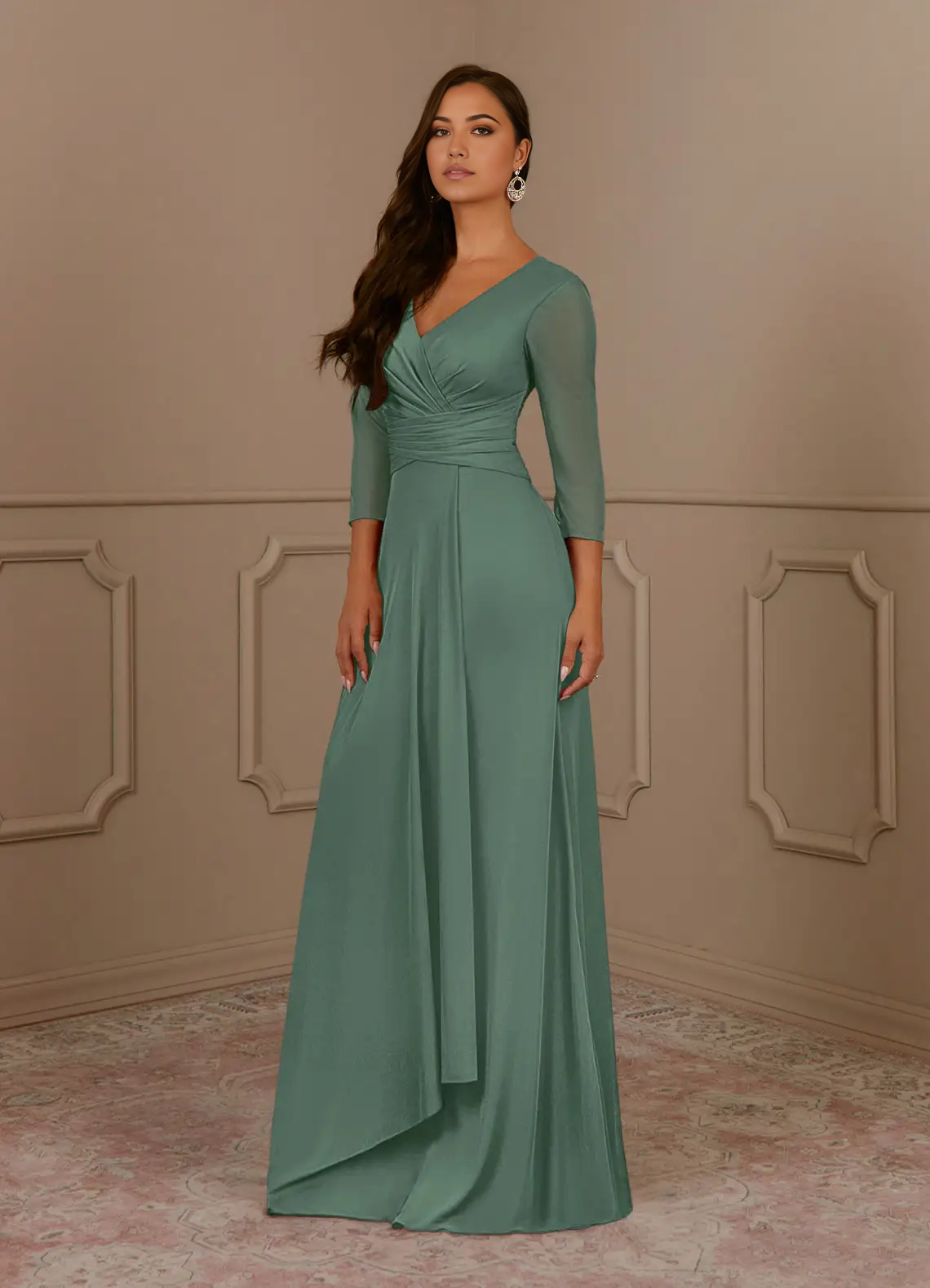 Wholesa A-Line V-Neck formal dresses evening gown Mother of the Bride Dresses With Pleated