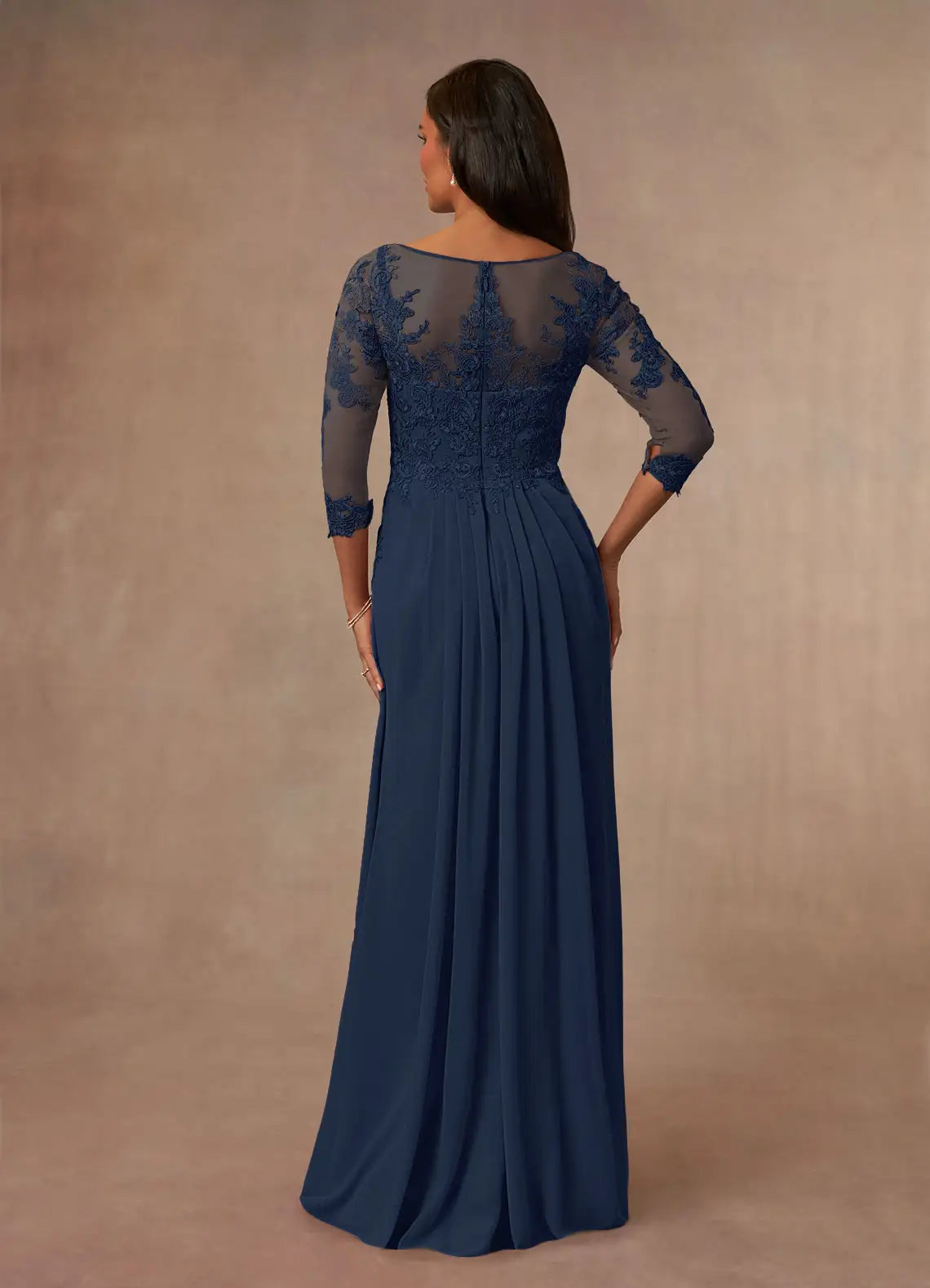 Wholesa A-Line Scoop Chiffon Dark Navy Mother of the Bride Dresses