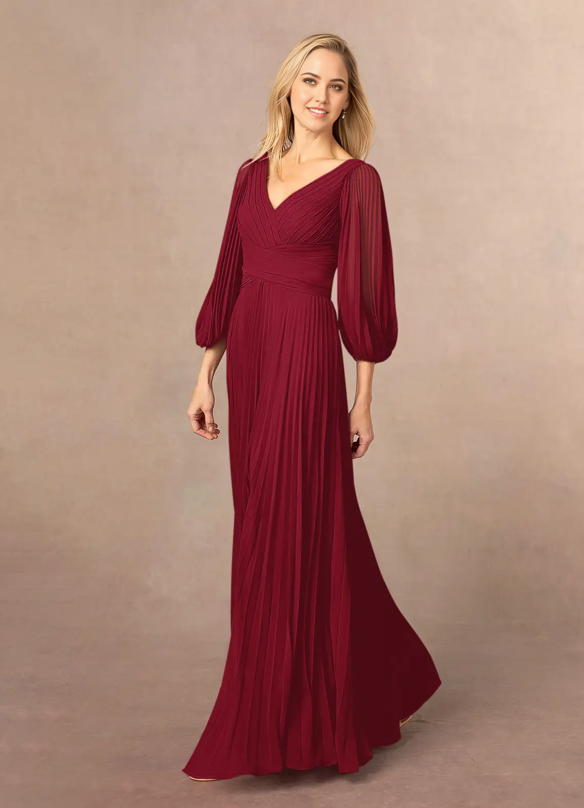 Wholesa A-Line V-Neck Pleated Chiffon Burgundy formal dresses evening dress Mother of the Bride Dresses